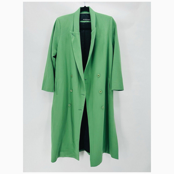 Rodebjer Voulana Double Breast Coat Size S Kelly Green Side Slits Capsule Preppy - Picture 8 of 12